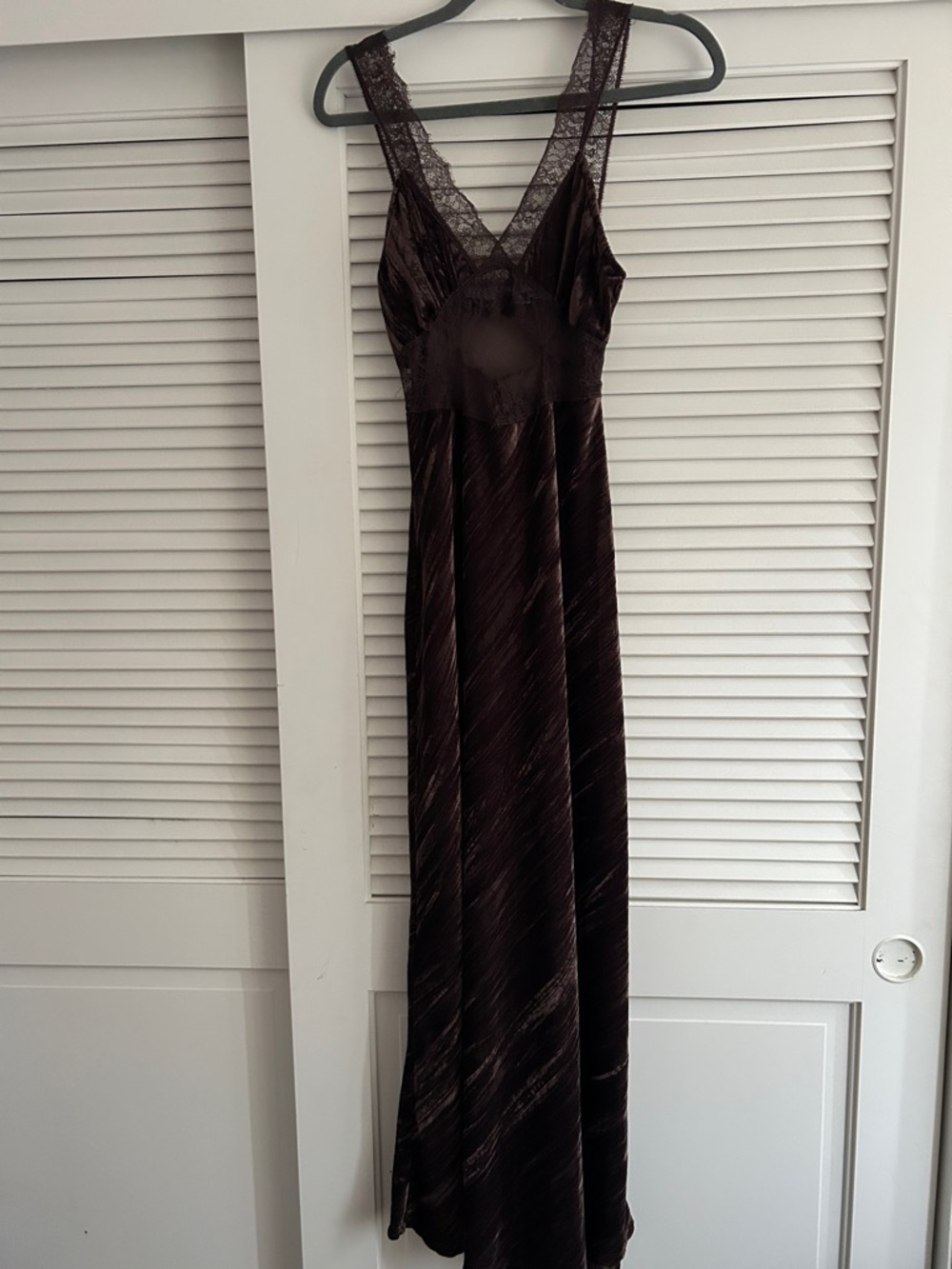 Zara Brown Lace-Trim Maxi Dress